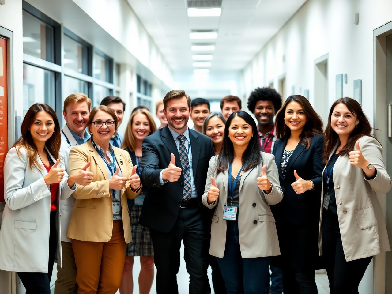 Smiling teachers giving thumbs up